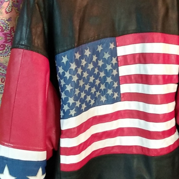 Vintage 80s USA Flag Leather Jacket - Picture 8 of 8